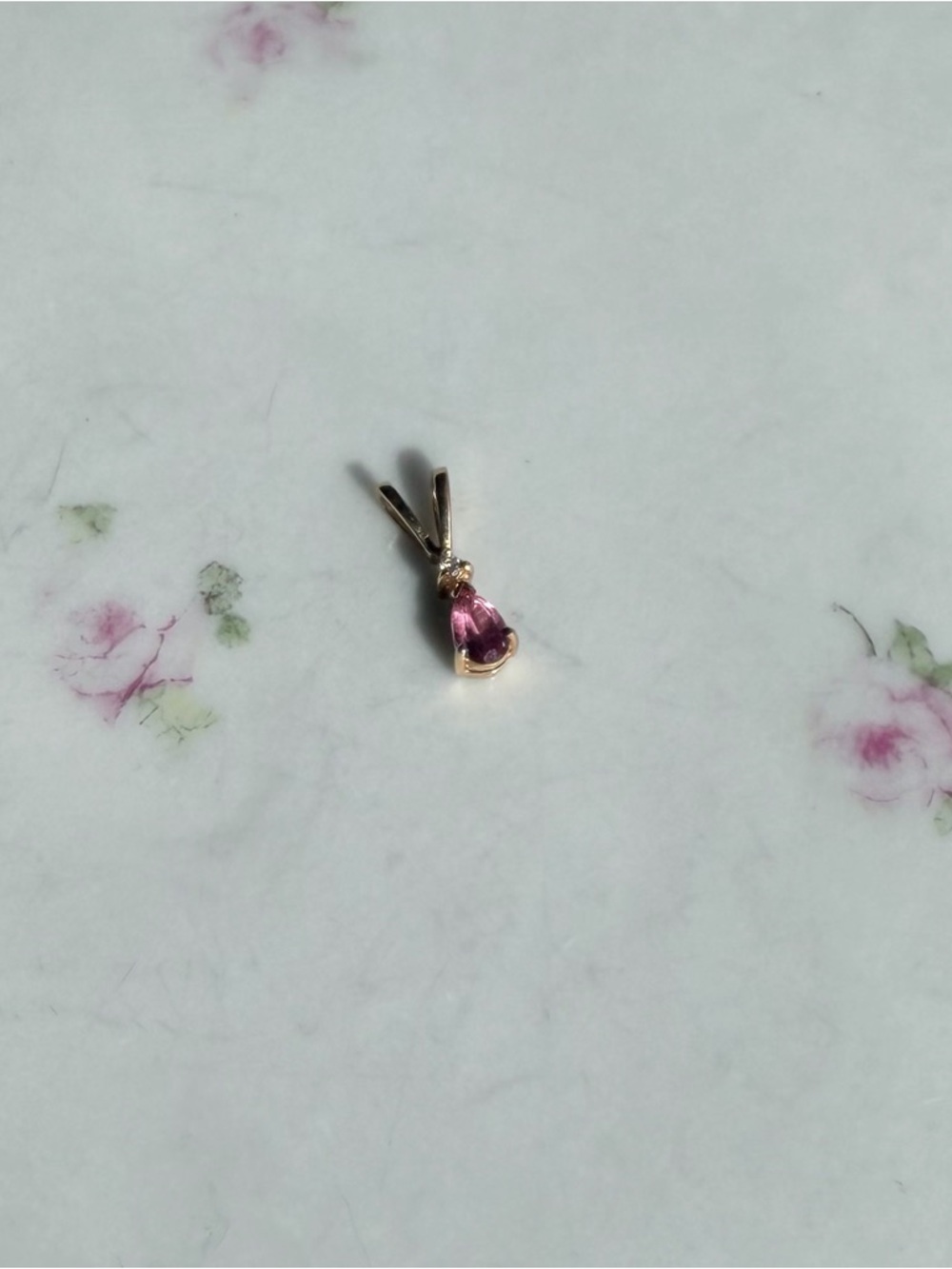 14k solid gold pink tourmaline pear teardrop pendant - mejuri catbird inspired